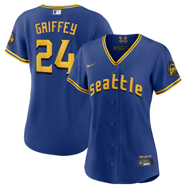 Women's Royal Seattle Mariners #24 Ken Griffey Jr. 2023 City Connect Stitched Baseball Jersey(Run Small)
